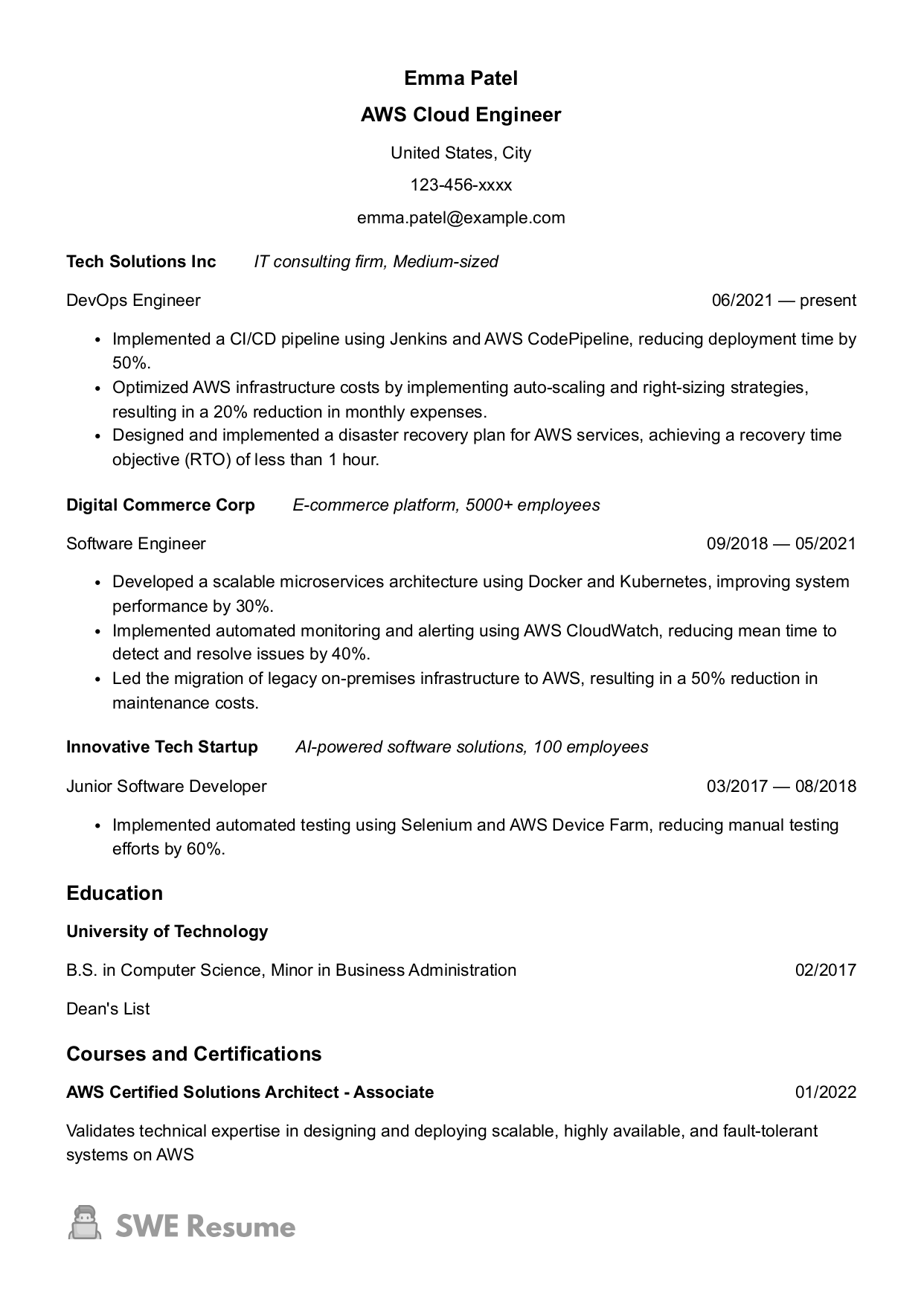 AWS Cloud Engineer resume