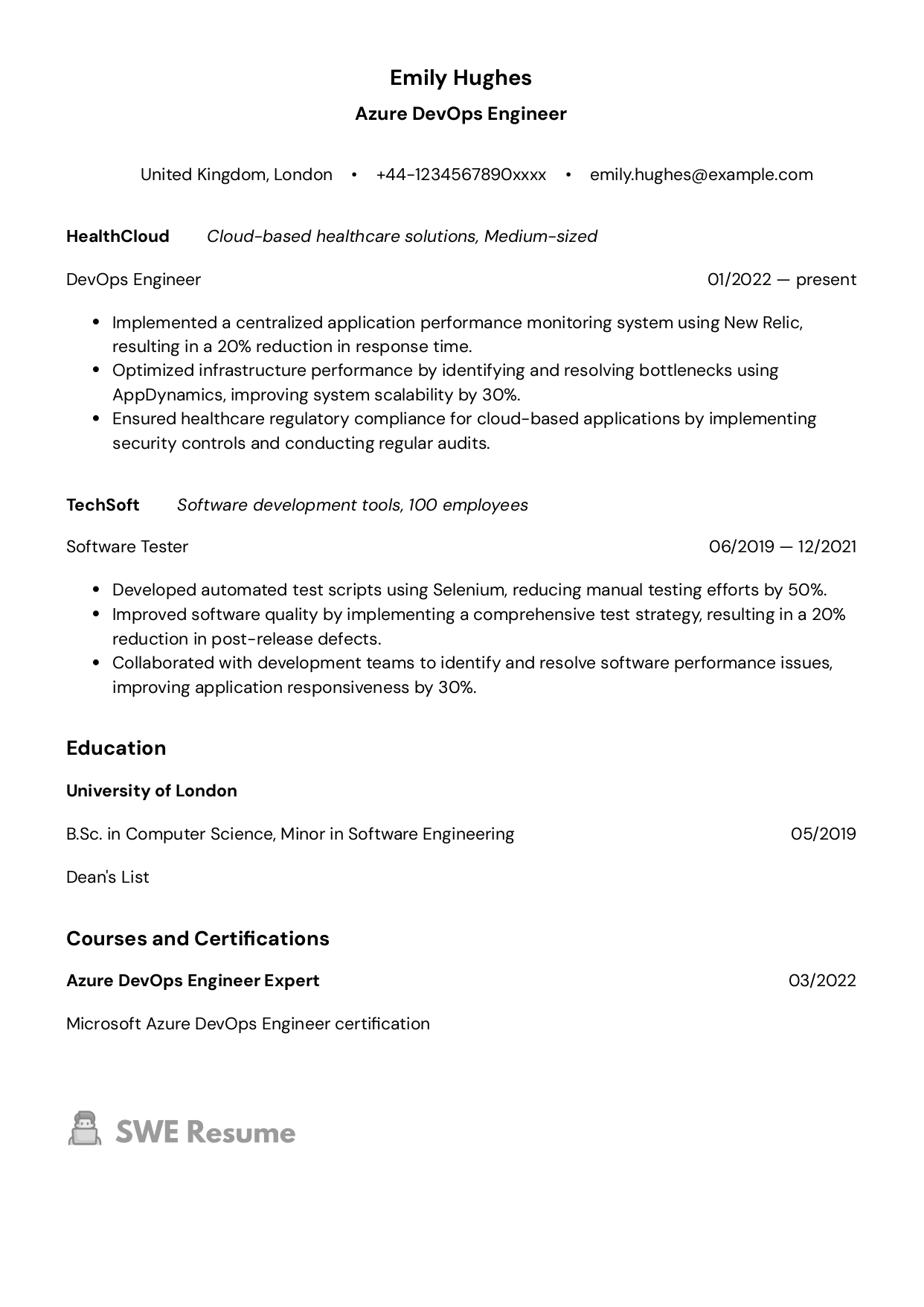Azure DevOps Engineer resume