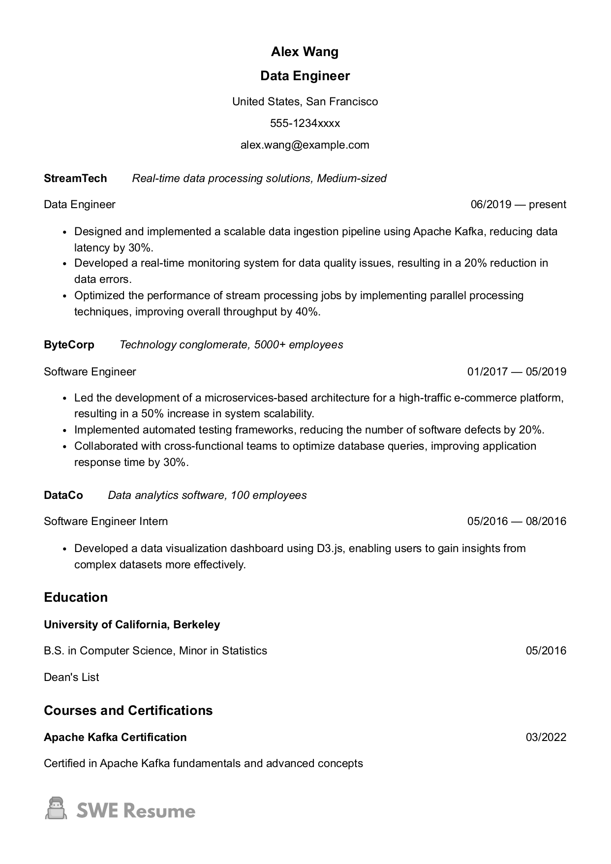 Data Engineer Resume