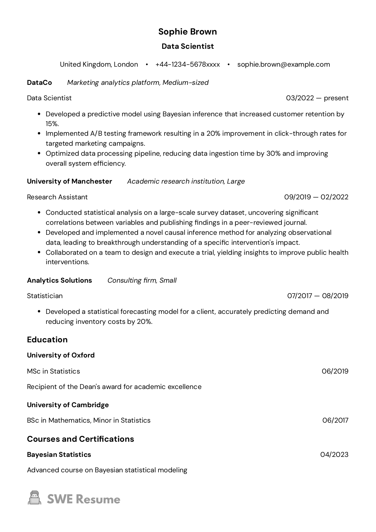 Data Scientist Resume