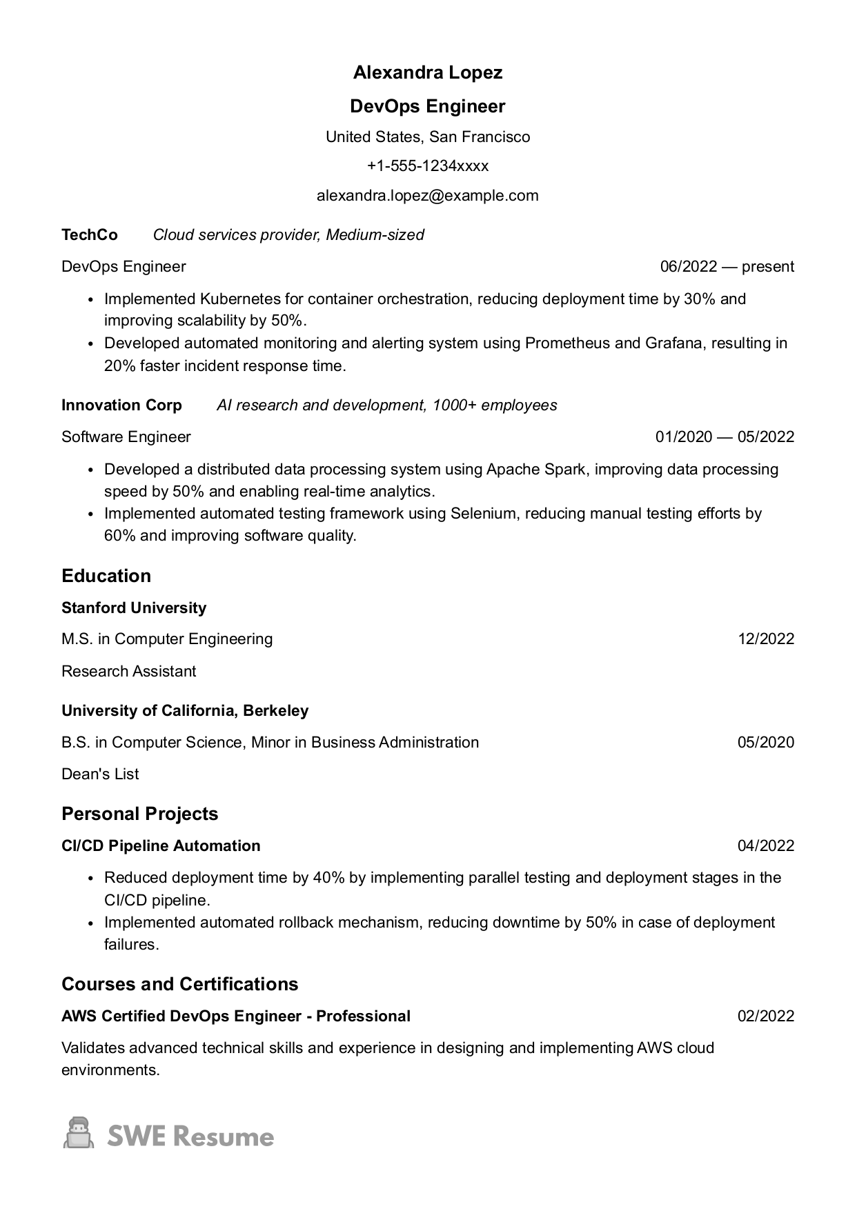 Junior DevOps resume
