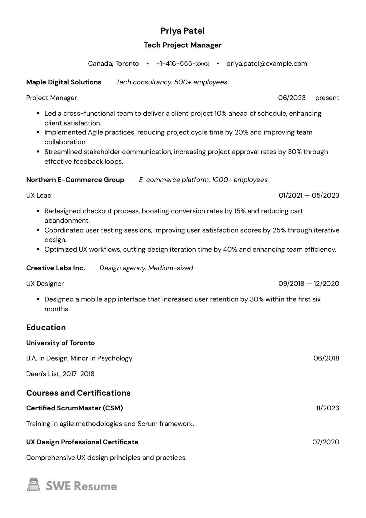 Project Manager resume