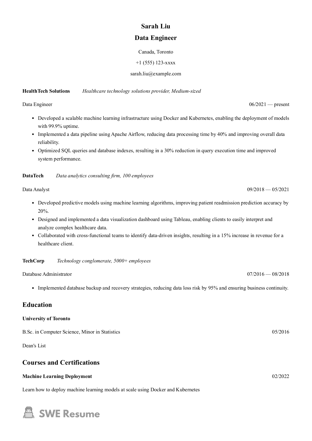 Senior Data Engineer Resume