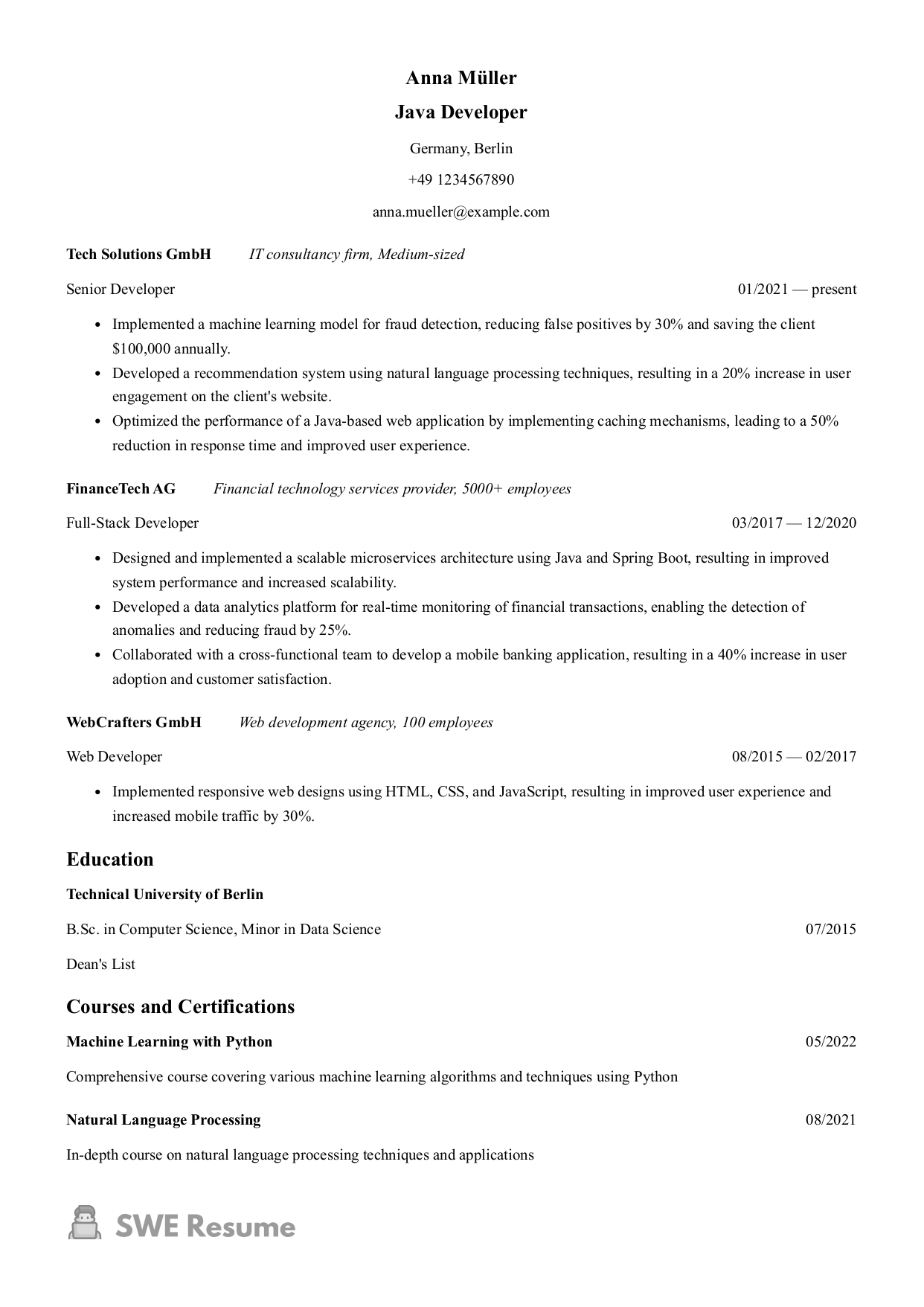 Senior Java Developer Resume