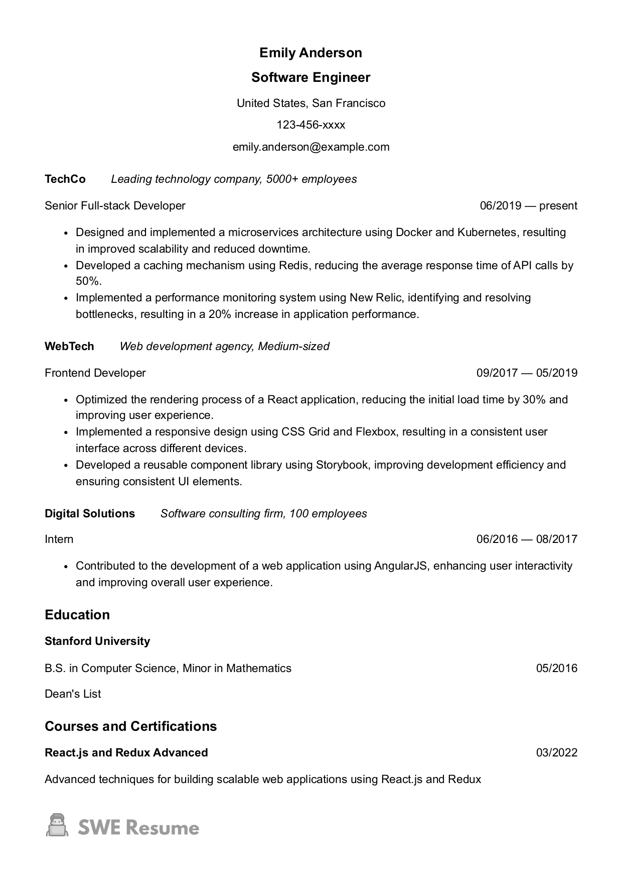 Senior Software Engineer resume