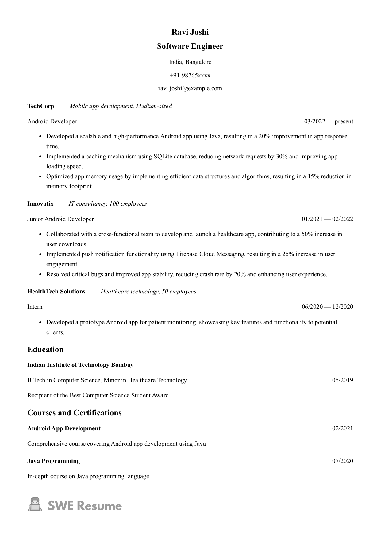 Software Engineer resume